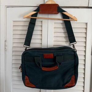 Lands End Vintage Heavy Canvas and Leather Messenger/Overnight Bag USA Made